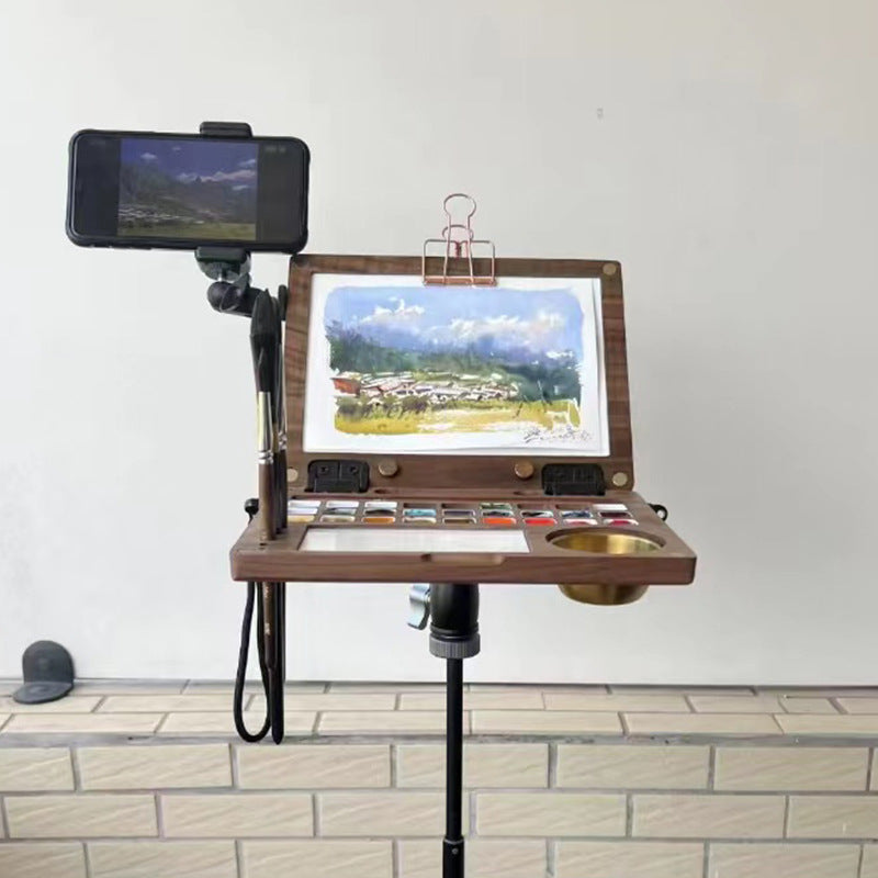 Walnut Color Palette Storage Box Flip Style Paint Box